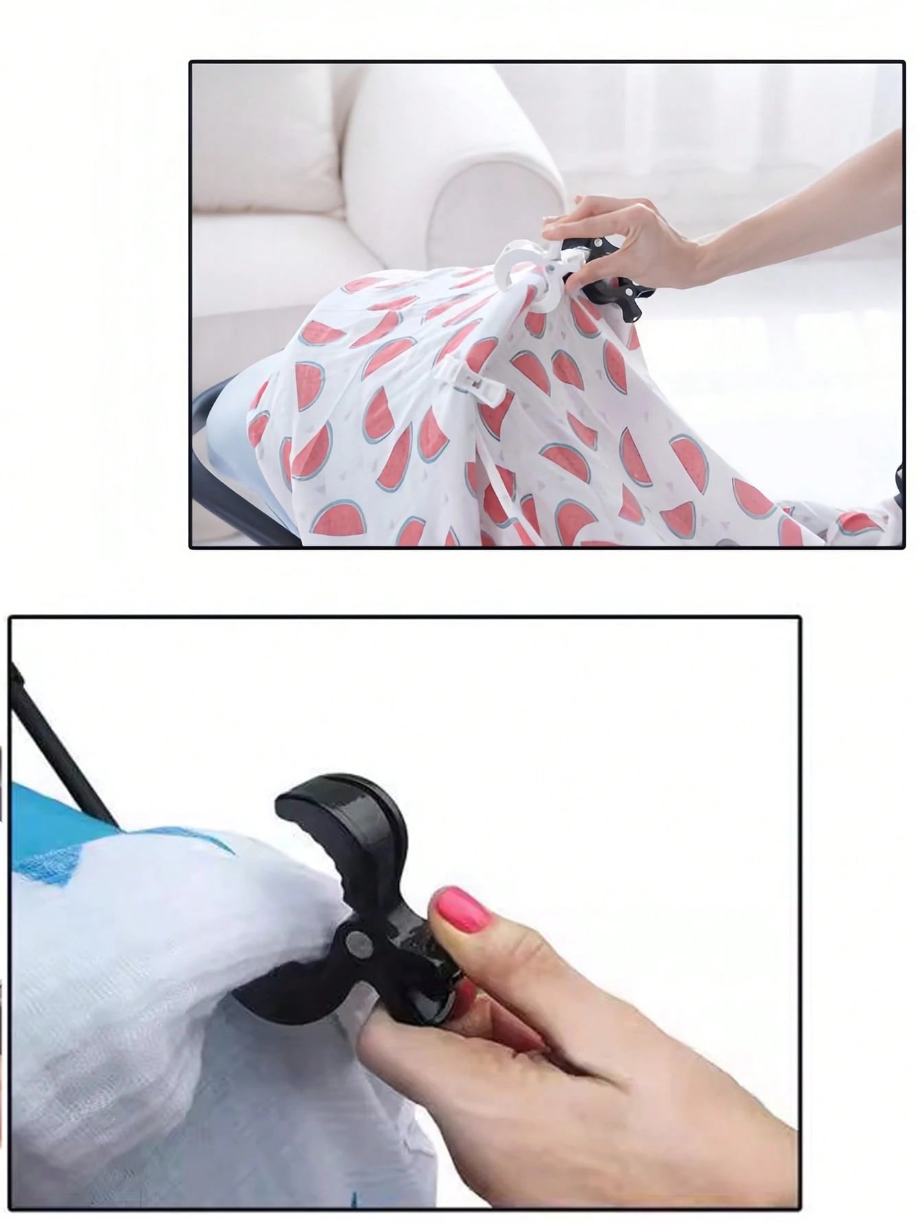 Durable 2 Packs ABS Alligator Clip Stroller Hooks- Portable Universal Stroller Accessories For Pram Peg, Car Seat Clips
