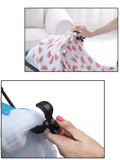 Durable 2 Packs ABS Alligator Clip Stroller Hooks- Portable Universal Stroller Accessories For Pram Peg, Car Seat Clips