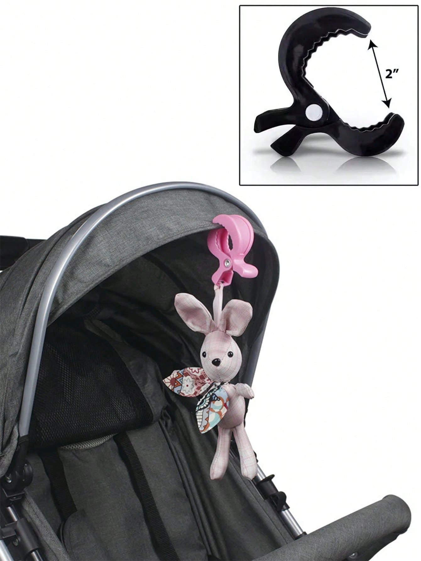 Durable 2 Packs ABS Alligator Clip Stroller Hooks- Portable Universal Stroller Accessories For Pram Peg, Car Seat Clips