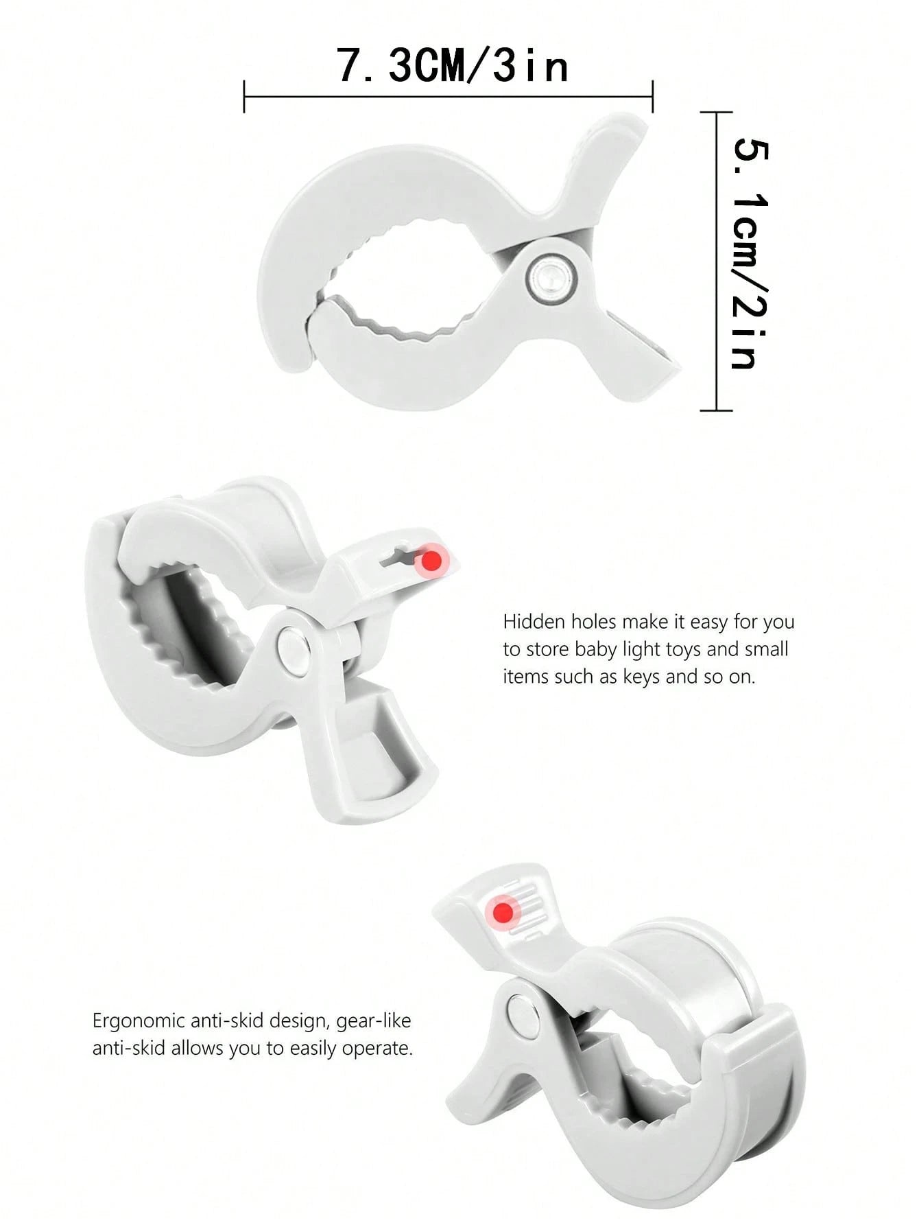 Durable 2 Packs ABS Alligator Clip Stroller Hooks- Portable Universal Stroller Accessories For Pram Peg, Car Seat Clips