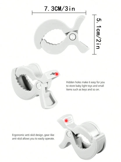 Durable 2 Packs ABS Alligator Clip Stroller Hooks- Portable Universal Stroller Accessories For Pram Peg, Car Seat Clips