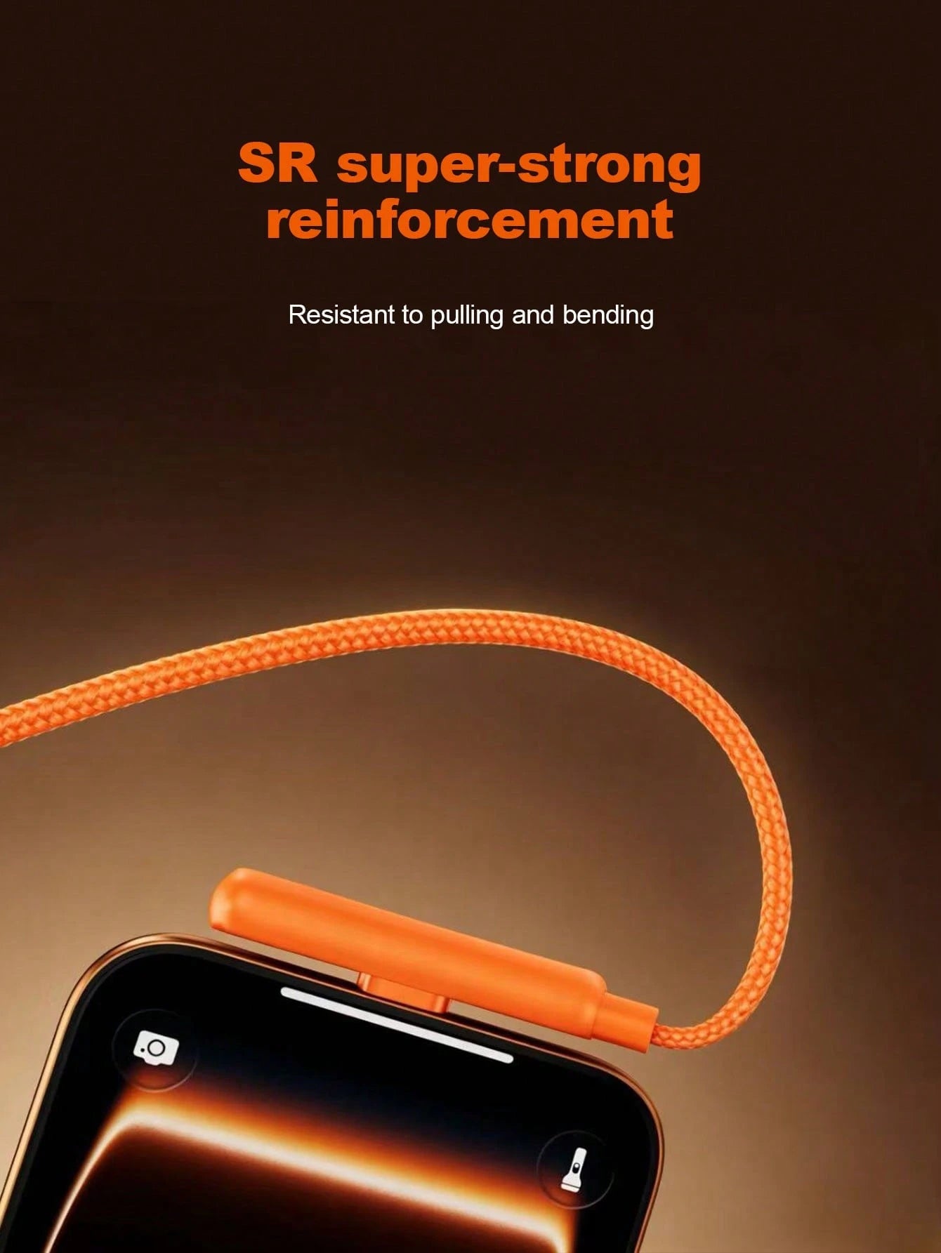 Durcord 2-In-1 240W (Max) Fast Charging Foldable Stand Data Cable, Orange/Black And Orange Phone Charger/Car Charger Accessories, Nylon Braided Cable Fast Charging, Foldable Phone/Tablet Stand Type-C