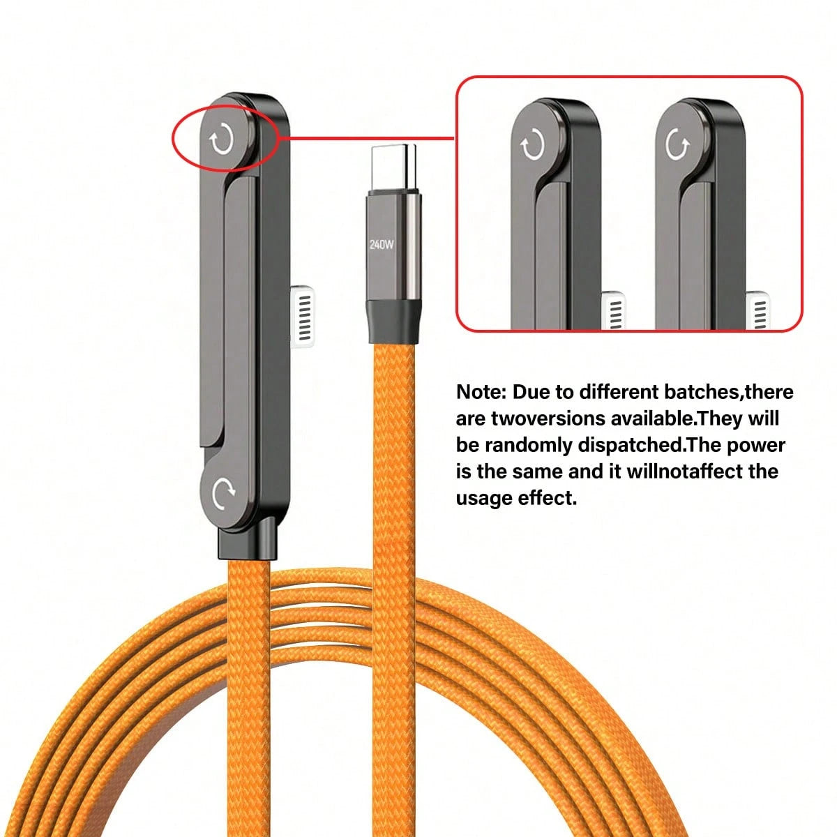 Durcord 2-In-1 240W (Max) Fast Charging Foldable Stand Data Cable, Orange/Black And Orange Phone Charger/Car Charger Accessories, Nylon Braided Cable Fast Charging, Foldable Phone/Tablet Stand Type-C