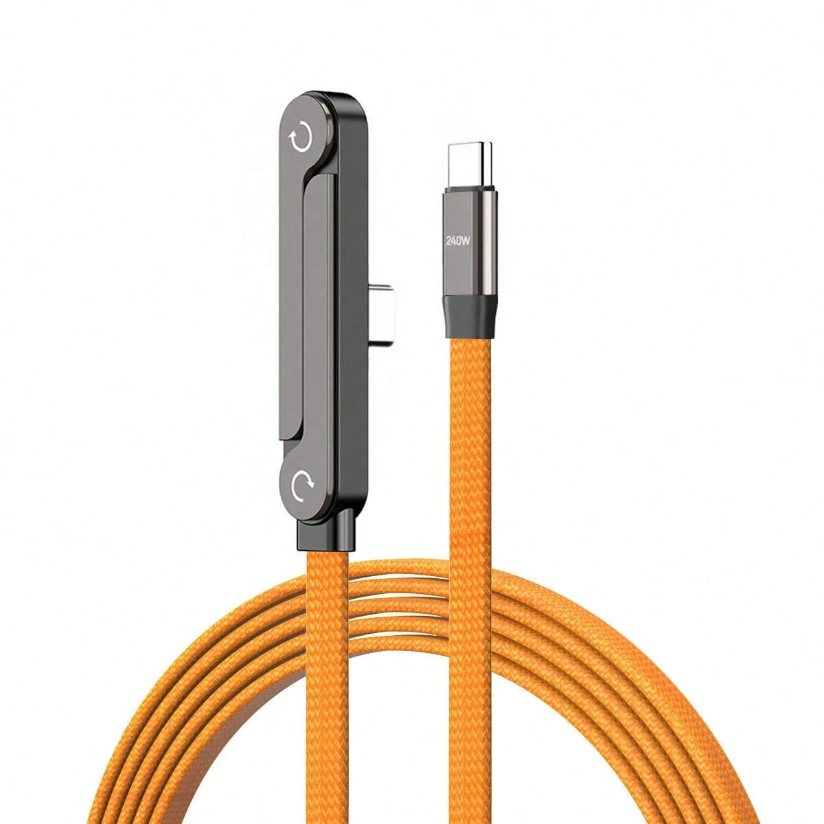 Durcord 2-In-1 240W (Max) Fast Charging Foldable Stand Data Cable, Orange/Black And Orange Phone Charger/Car Charger Accessories, Nylon Braided Cable Fast Charging, Foldable Phone/Tablet Stand Type-C