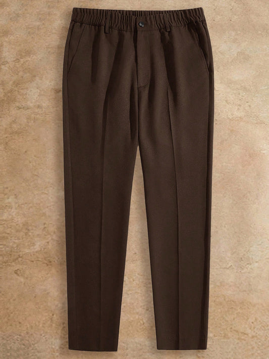 EASEVO Plus Size Men's Solid Color Slant Pocket Seam Front Business Casual Pants, Vacation, Father's Day Gifts