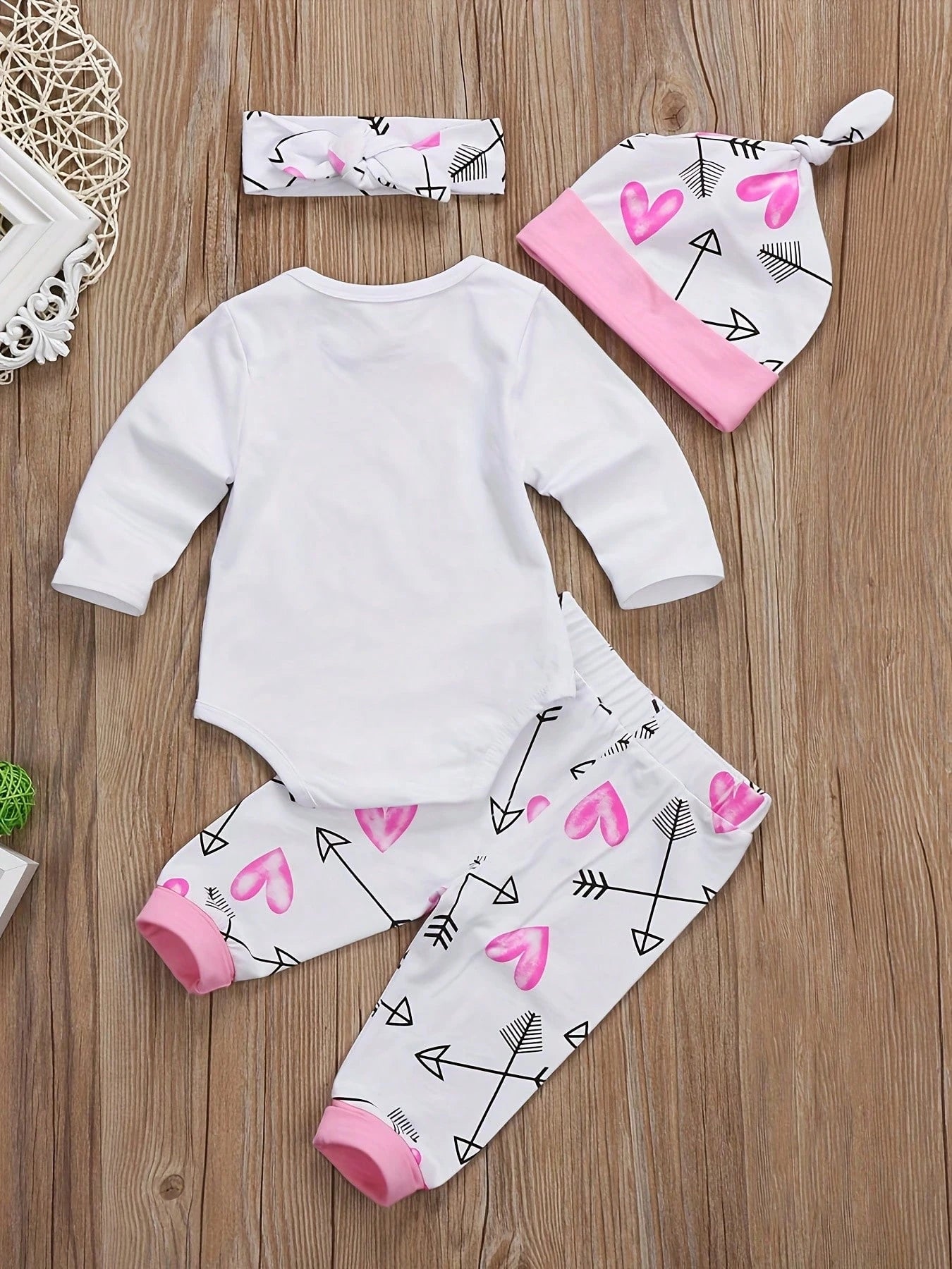 Easisim Newborn Infant Baby Girl Long Sleeve Romper Jumpsuit + Pants + Headband + Hat 4PCS Spring Casual Clothes Outfits