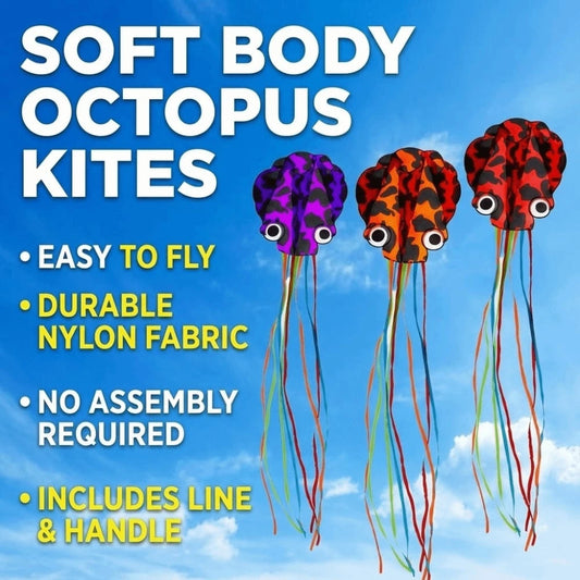 Easy To Fly 3D Octopus Kite Good Flying Long Tail Kite 4m Giant 100m Kite Line Professional Winds Kites Family Trips