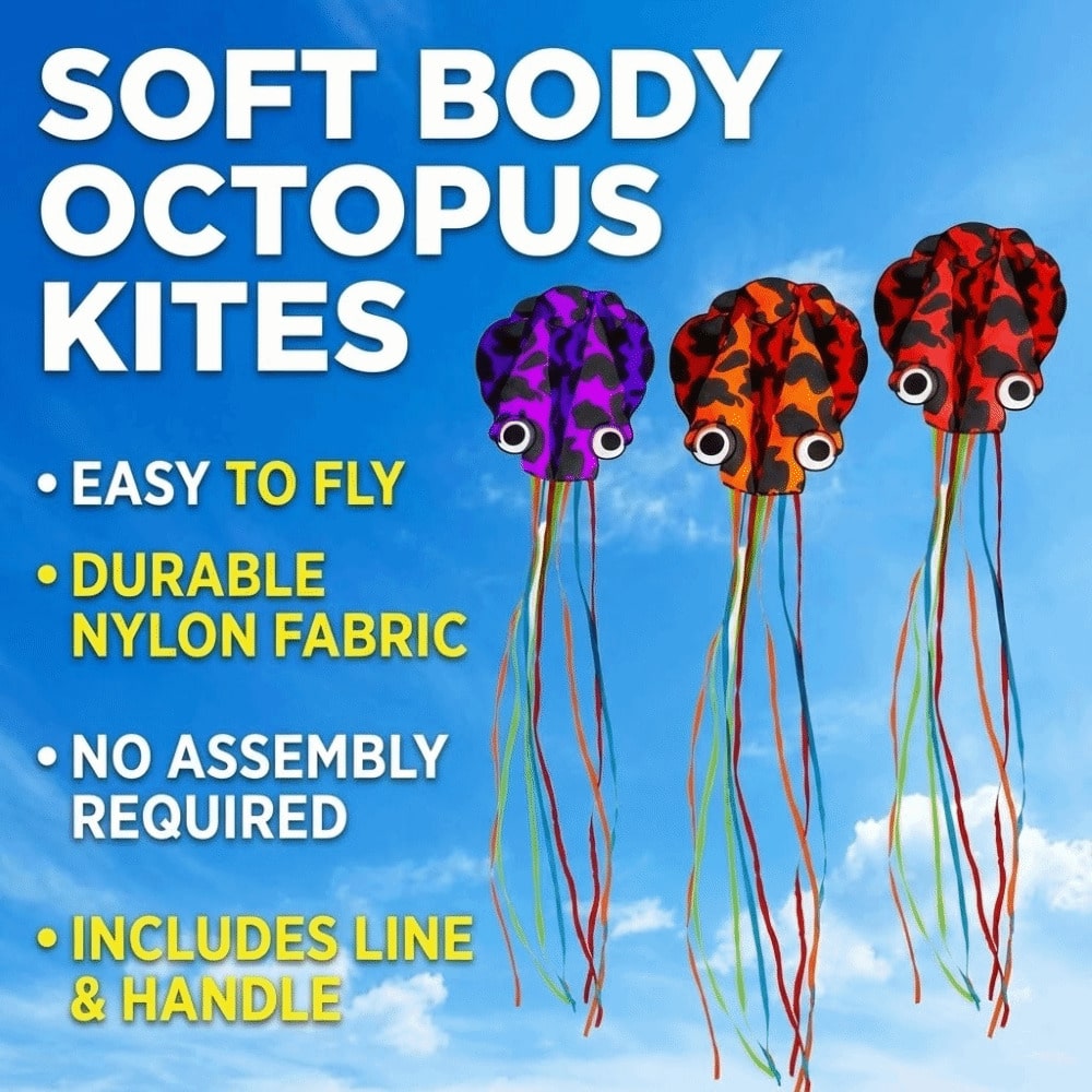 Easy To Fly 3D Octopus Kite Good Flying Long Tail Kite 4m Giant 100m Kite Line Professional Winds Kites Family Trips