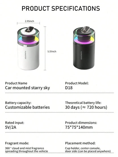EIGIIS 1pc Portable Mini Humidifier, 180ml Small Humidifier With 2 Modes Large Spray, USB Personal Desktop Humidifiers For Home Bedroom Car Office Travel Yoga With 7 Color LED Light, Bass Work