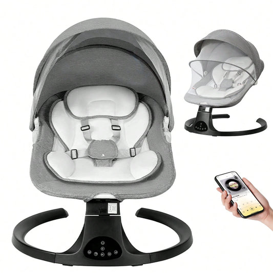 Electric Baby Swing,Baby Bouncer,Electric Cradle With Music,5Speed Auto Swing,3Position Adjustable Seat,10 Lullabies,Dual Power&Remote Control,Newborn