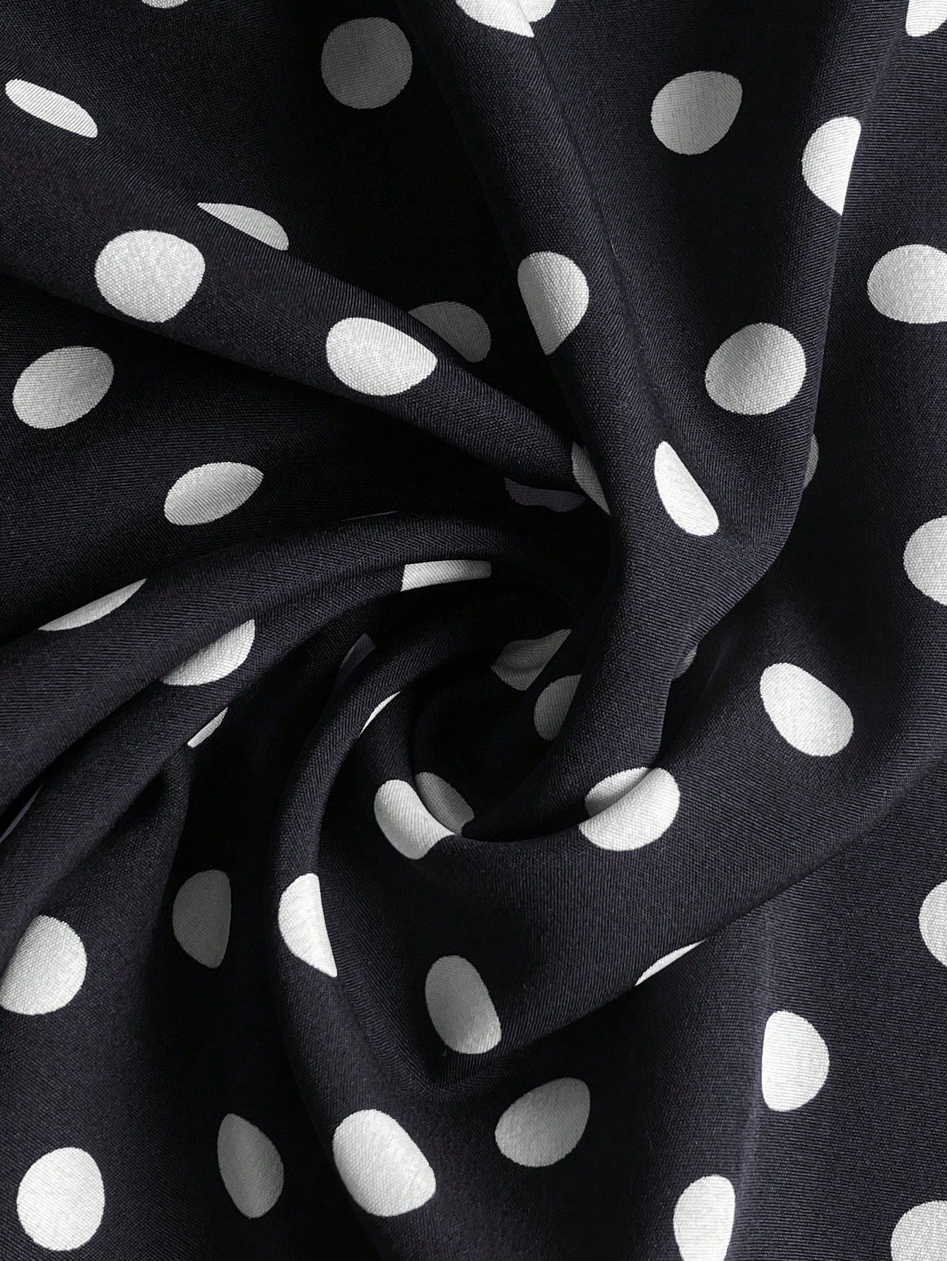 Elenzga Ladies Spring And Summer Elegant And Exquisite Black Polka Dot One-Shoulder Design Three-Dimensional Flower Design Waist Waist Full Swing Dress