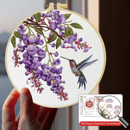 Embroidery Set, 20x20cm/7.9x7.9 Inches, Bird, 2D Flat Printing Handmade DIY Beginner Embroidery Set, Including Embroidery Cloth, Instruction Manual, Embroidery Frame And Needle And Thread, A Gift Hand