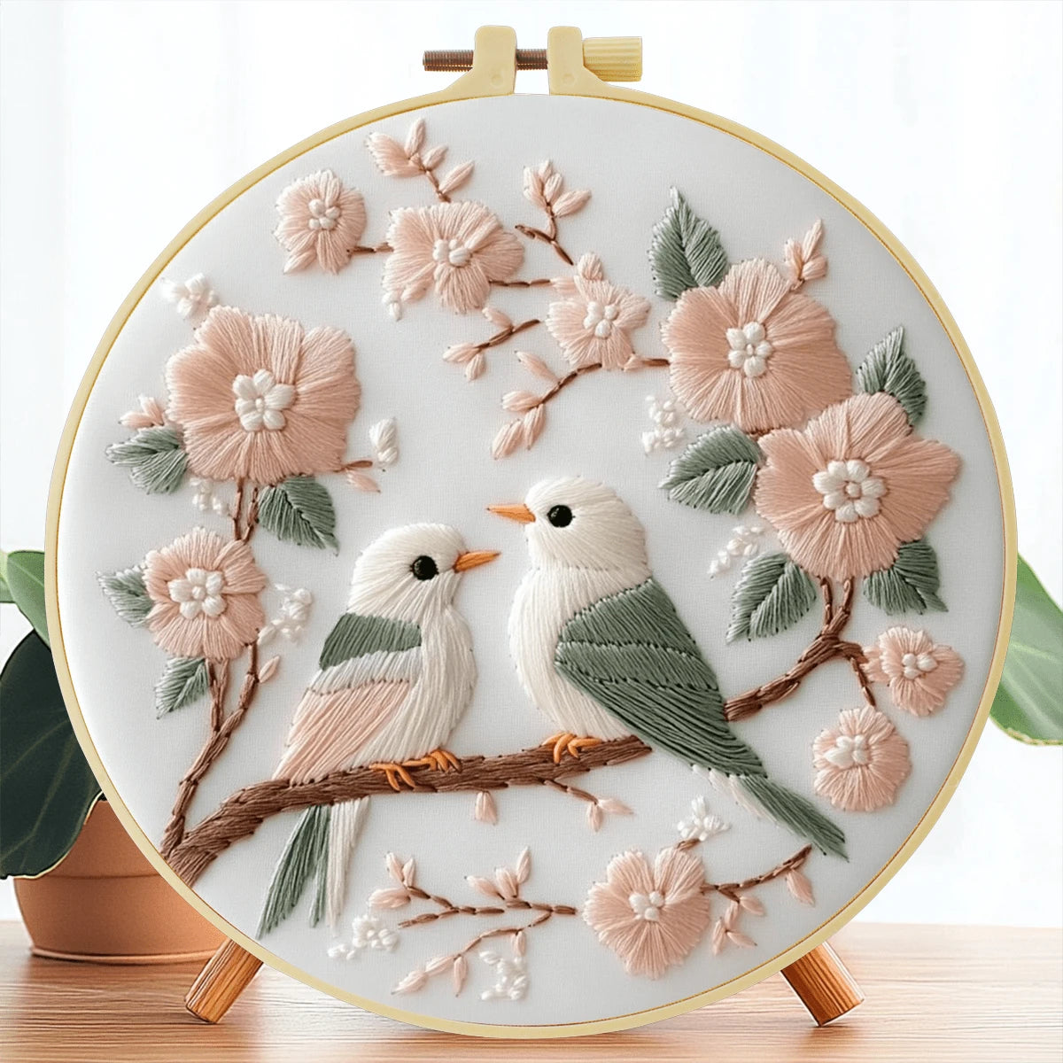 Embroidery Set, 20x20cm/7.9x7.9 Inches, Bird, 2D Flat Printing Handmade DIY Beginner Embroidery Set, Including Embroidery Cloth, Instruction Manual, Embroidery Frame And Needle And Thread, A Gift Hand