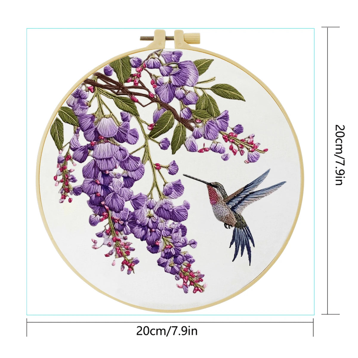 Embroidery Set, 20x20cm/7.9x7.9 Inches, Bird, 2D Flat Printing Handmade DIY Beginner Embroidery Set, Including Embroidery Cloth, Instruction Manual, Embroidery Frame And Needle And Thread, A Gift Hand