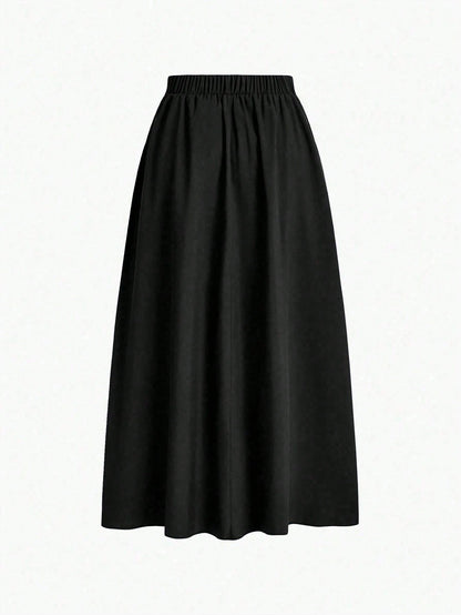 EMERY ROSE A-Line Solid Color High Waist Women Skirt