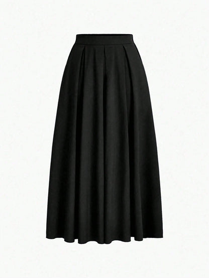 EMERY ROSE A-Line Solid Color High Waist Women Skirt