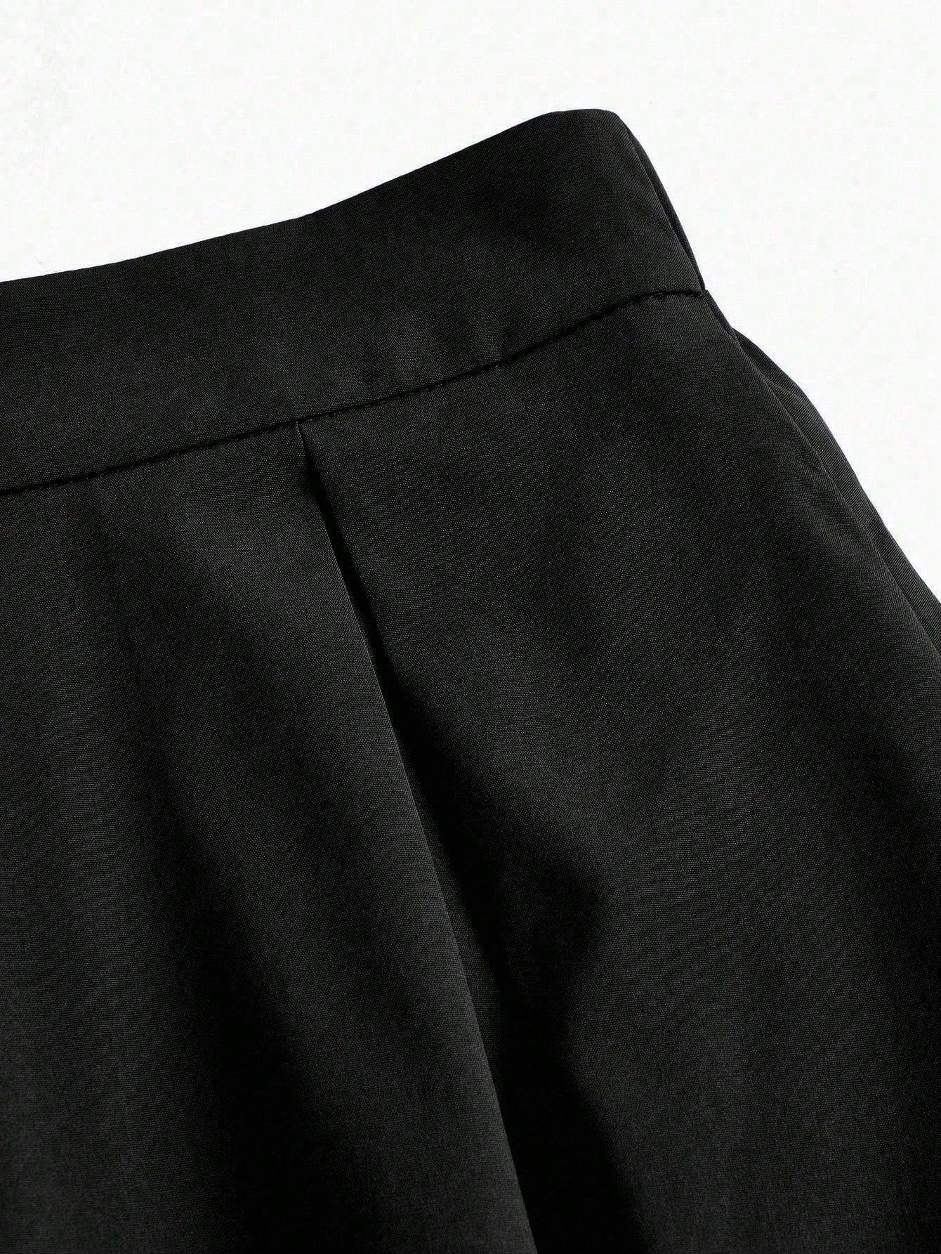 EMERY ROSE A-Line Solid Color High Waist Women Skirt