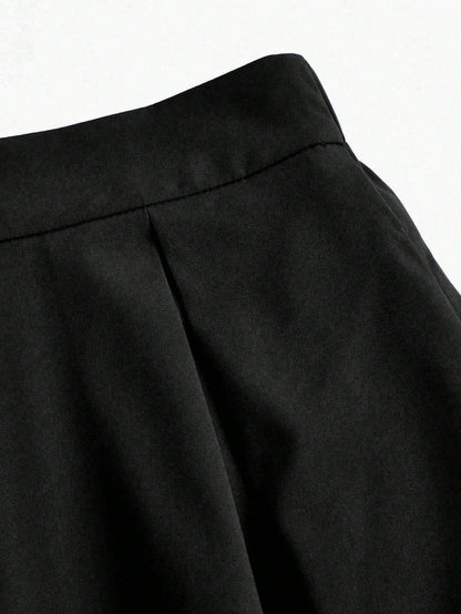 EMERY ROSE A-Line Solid Color High Waist Women Skirt