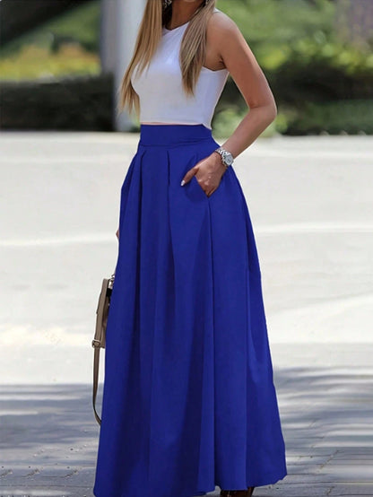 EMERY ROSE A-Line Solid Color High Waist Women Skirt