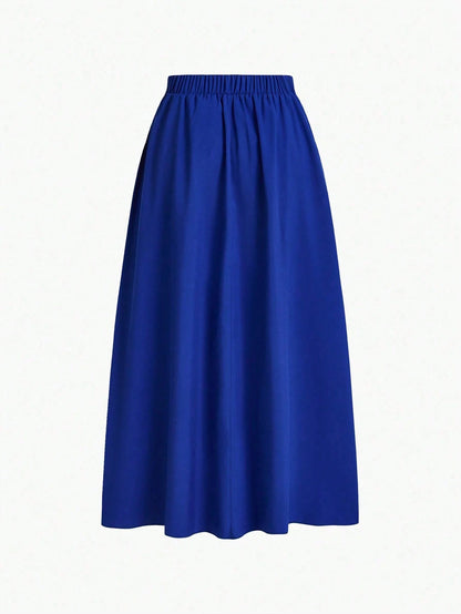 EMERY ROSE A-Line Solid Color High Waist Women Skirt