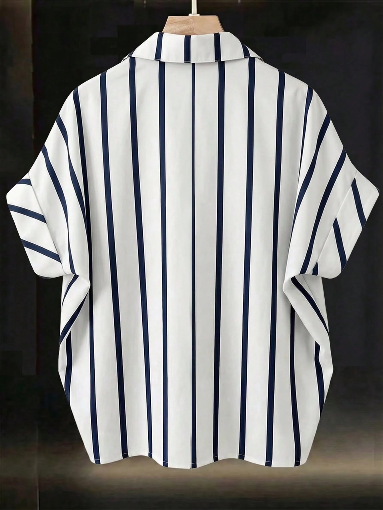 EMERY ROSE Plus Size Summer Casual Denim Effect Print Shirt
