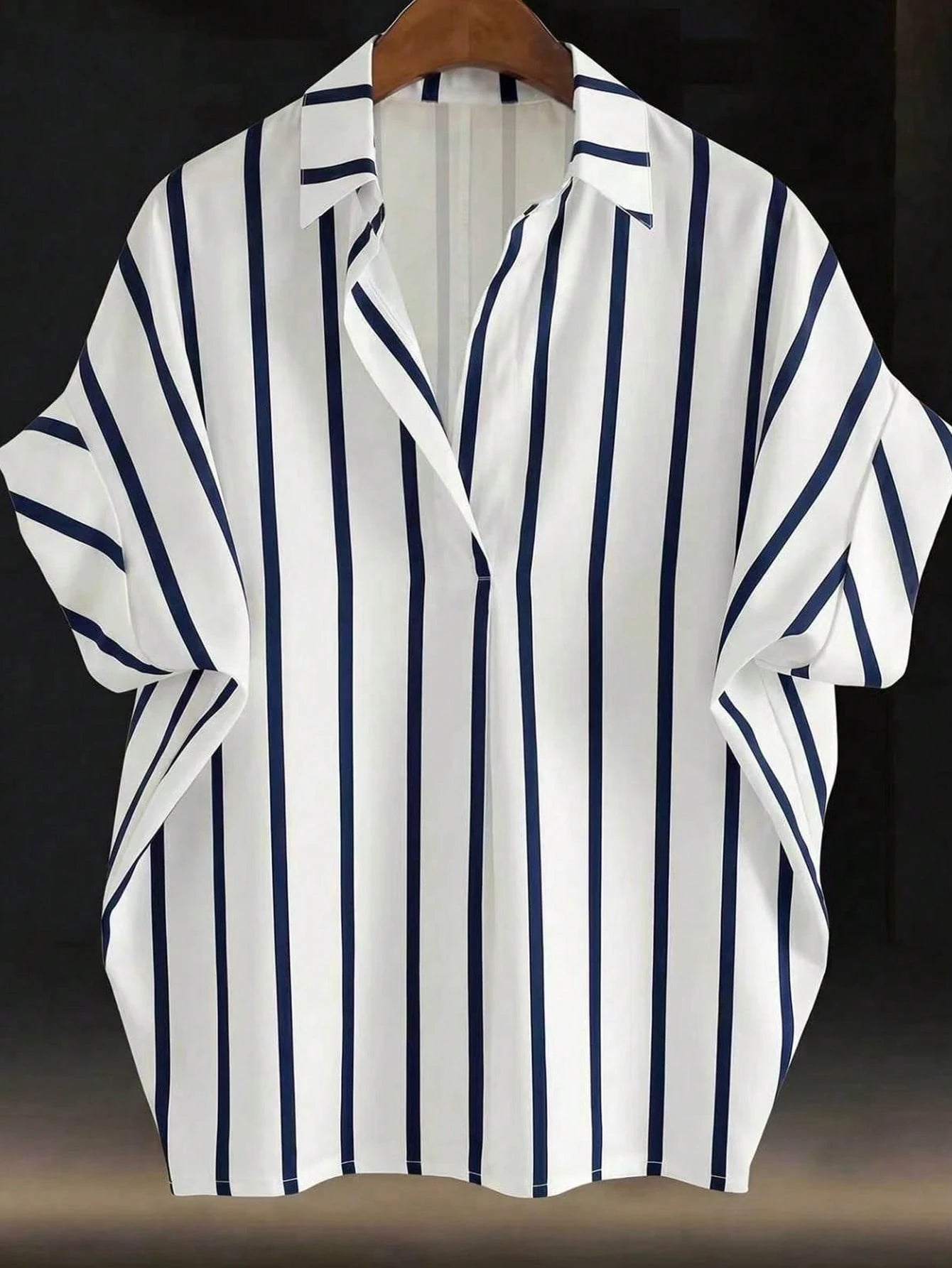 EMERY ROSE Plus Size Summer Casual Denim Effect Print Shirt