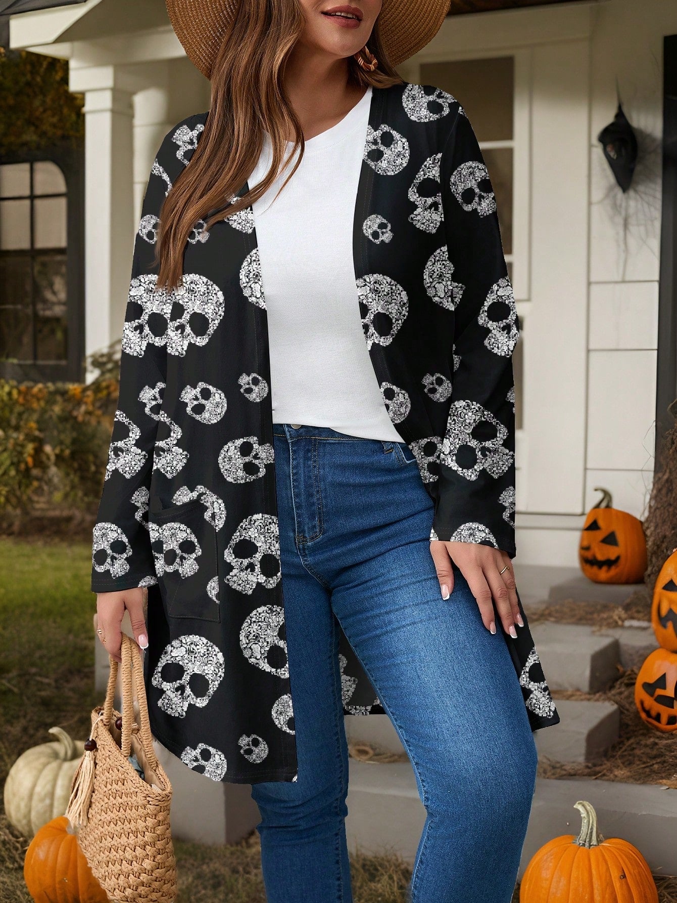 EMERY ROSE Plus Size Women's Loose Fit Long Sleeve Cardigan Jacket, Summer,Spring Fall