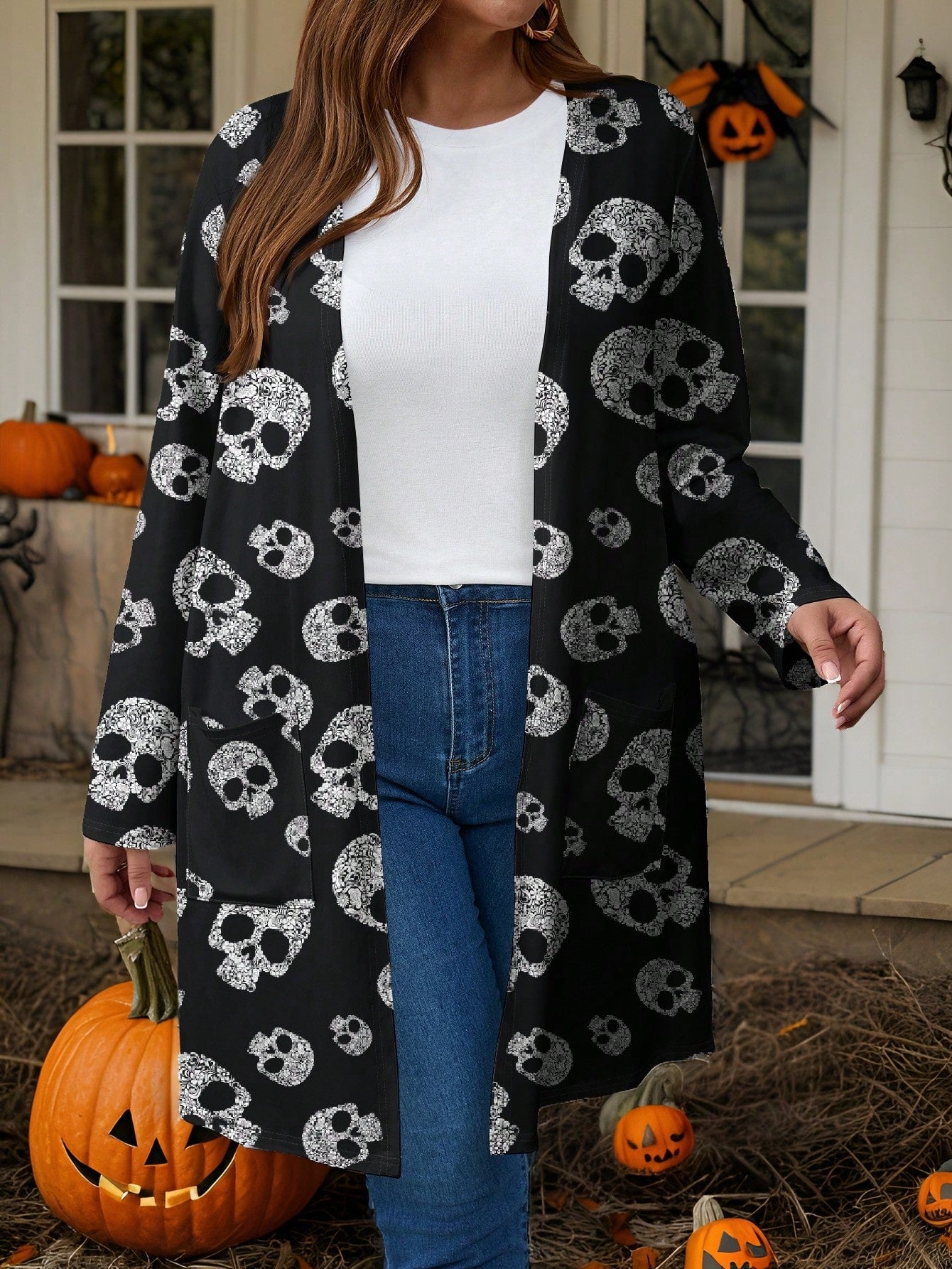 EMERY ROSE Plus Size Women's Loose Fit Long Sleeve Cardigan Jacket, Summer,Spring Fall