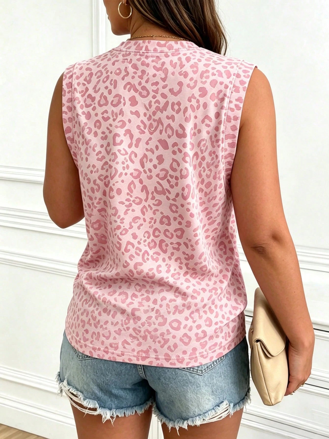 EMERY ROSE Summer New Women's Sleeveless Casual Leopard Print Top Sexy Printed Vest