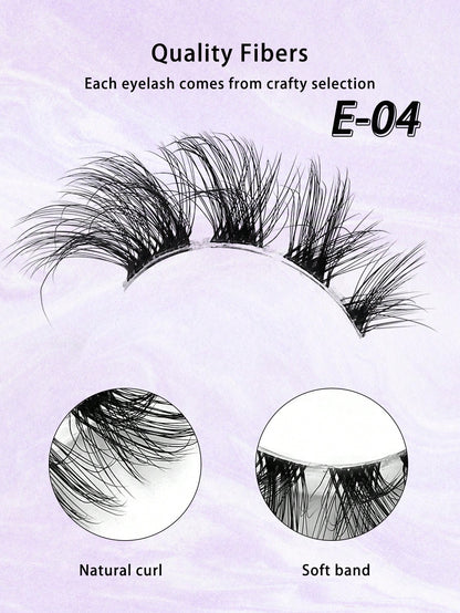 ENCHUW 14 Pairs Eyelashes Natural Look Wispy Cross Eye Lashes Clear Band Lashes 3D Fluffy Soft Lashes Extension False Eyelashes