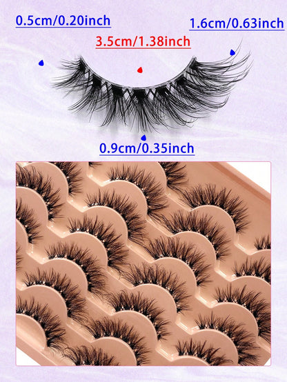 ENCHUW 14 Pairs Eyelashes Natural Look Wispy Cross Eye Lashes Clear Band Lashes 3D Fluffy Soft Lashes Extension False Eyelashes