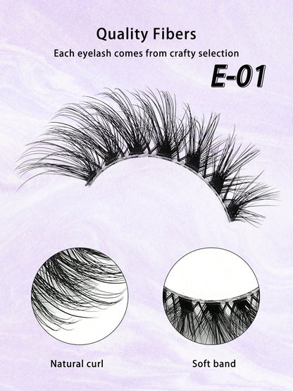 ENCHUW 14 Pairs Eyelashes Natural Look Wispy Cross Eye Lashes Clear Band Lashes 3D Fluffy Soft Lashes Extension False Eyelashes