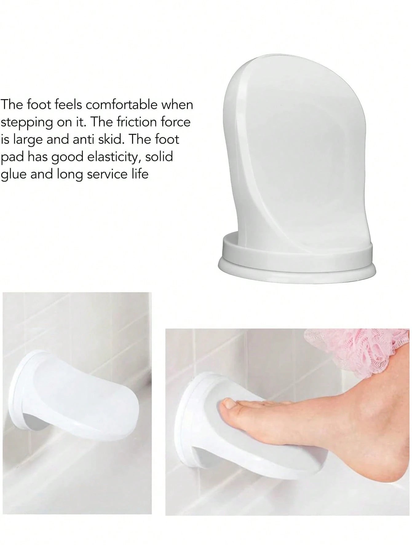 English: 3-In-1 Bath Step Stool With Suction Cups| Shower Foot Rest, Toilet Step & Non-Slip Shaving Leg Step Stool For Bathroom Safety