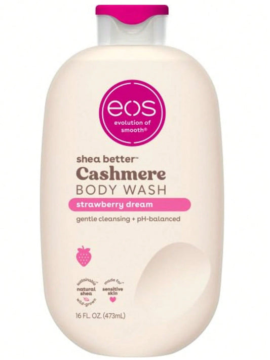 Eos Cashmere Body Wash – Strawberry Dreams, Moisturizing Body Wash, Creamy Gel Formula, With Shea Butter, Glycerin, Vitamin E, PH Balanced, Sensitive Skin, Vegan, 16 Fl Oz