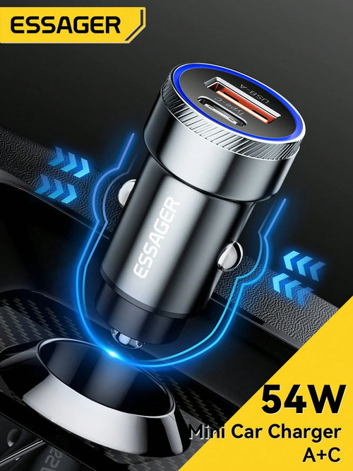 Essager USB C Car Charger QC 4.0 PD3.0 45W Type C Fast Car Phone Charger Compatible With Iphone 14 13 12