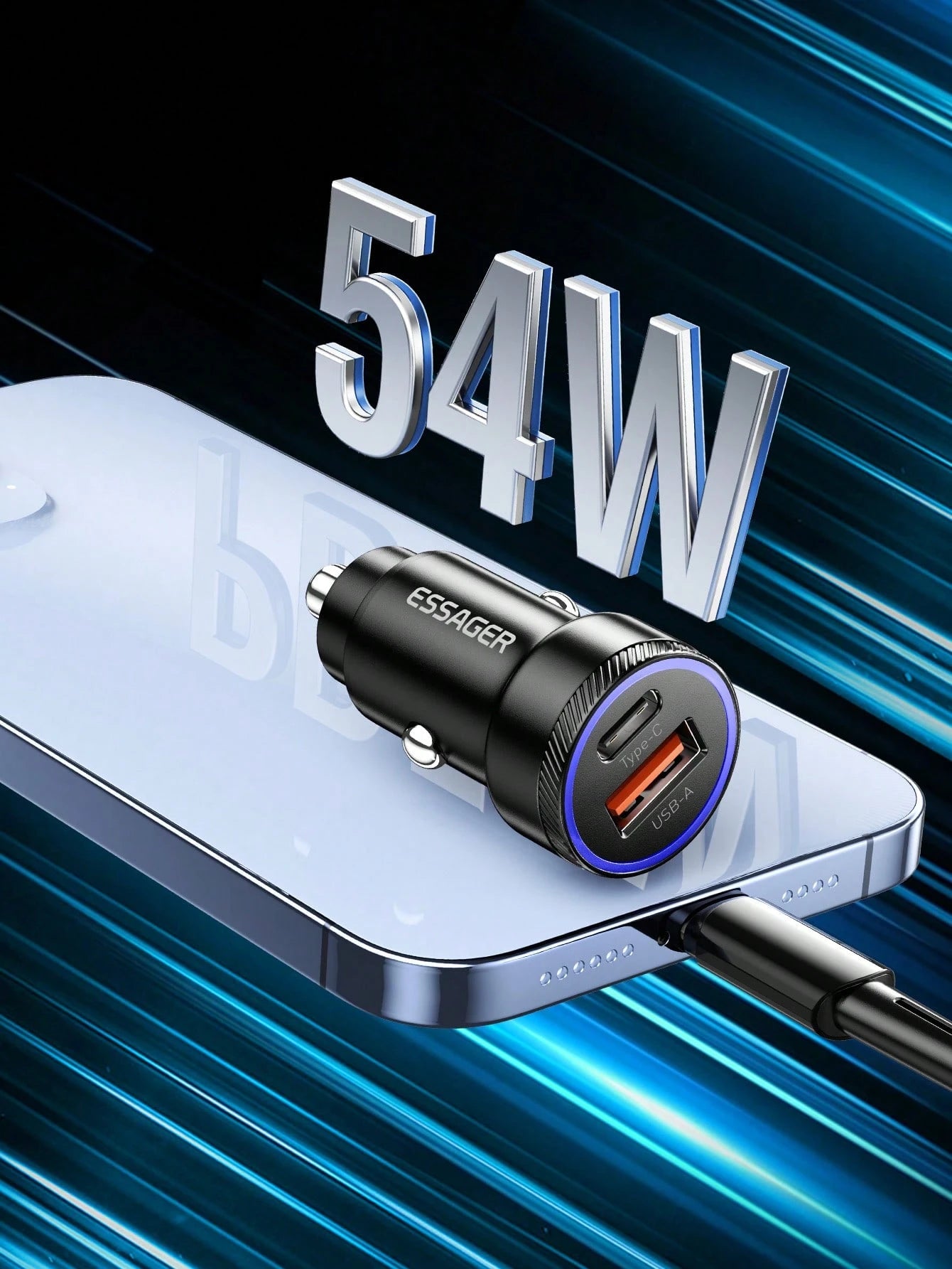 Essager USB C Car Charger QC 4.0 PD3.0 45W Type C Fast Car Phone Charger Compatible With Iphone 14 13 12
