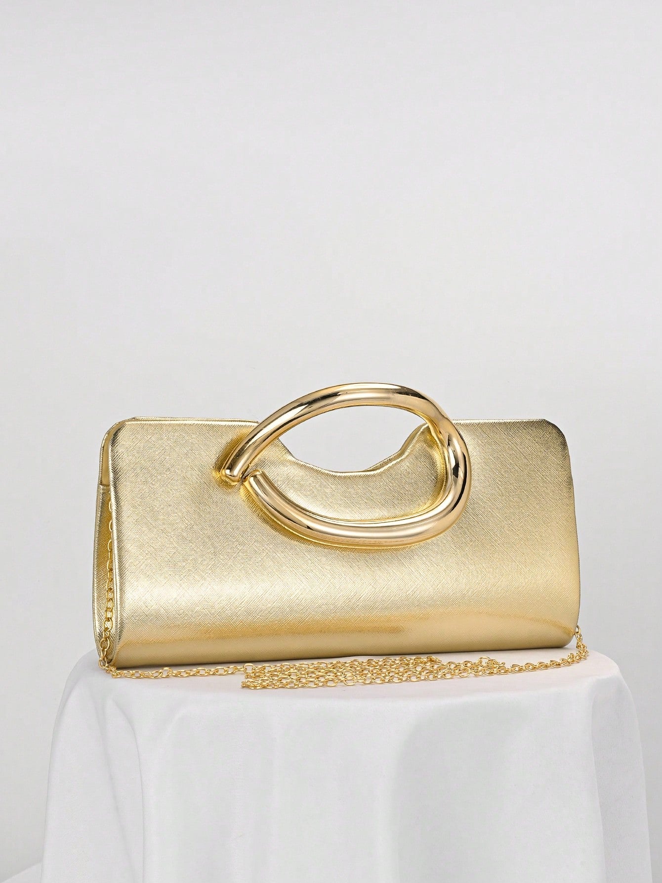European And American Women's Gold Patchwork Pattern Design Evening Bag, Shiny Clutch Suitable For Fashion Parties, Balls, Romantic Weddings, Birthday Gatherings. Detachable Chain Can Be Worn On The S