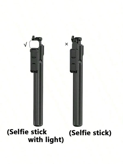 Extendable Phone Selfie Stick, Freestanding Tripod With Light And Wireless Remote, Foldable Rotatable Clamp, All-In-One Metal Telescopic Pole, Handheld Portable For Video, Live Streaming