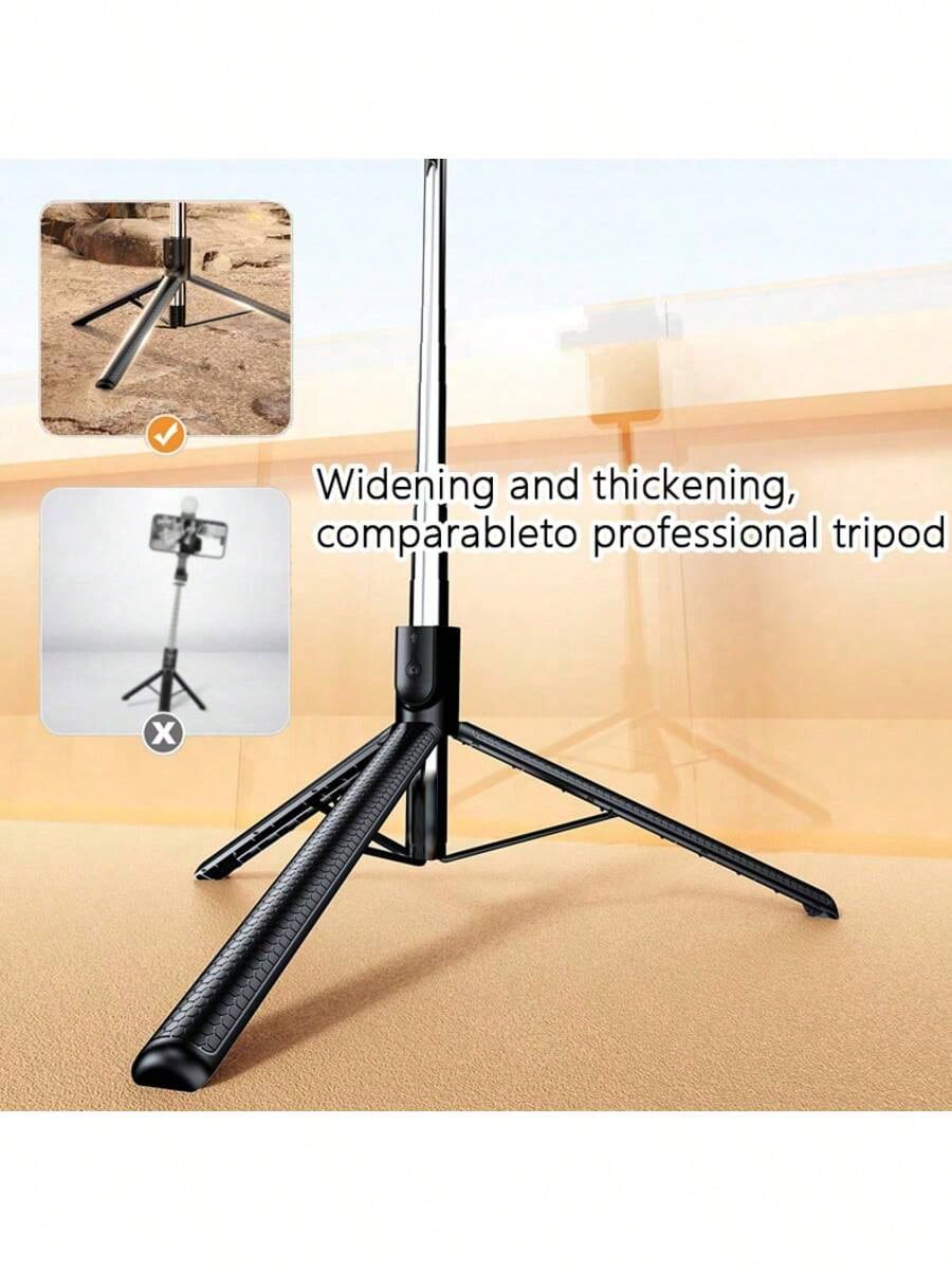 Extendable Phone Selfie Stick, Freestanding Tripod With Light And Wireless Remote, Foldable Rotatable Clamp, All-In-One Metal Telescopic Pole, Handheld Portable For Video, Live Streaming