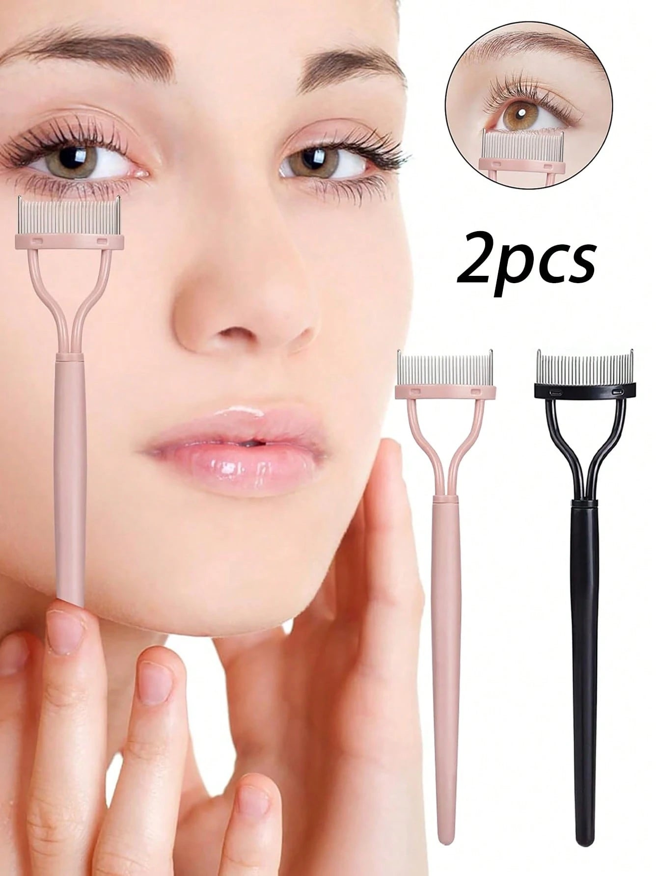 Eyelash Comb, 2pcs Stainless Steel Straight Handle Eyelash Separator,Eyebrow Brush,Eyeshadow Brush,Spoolie,Spoolie Brush,Giveaways