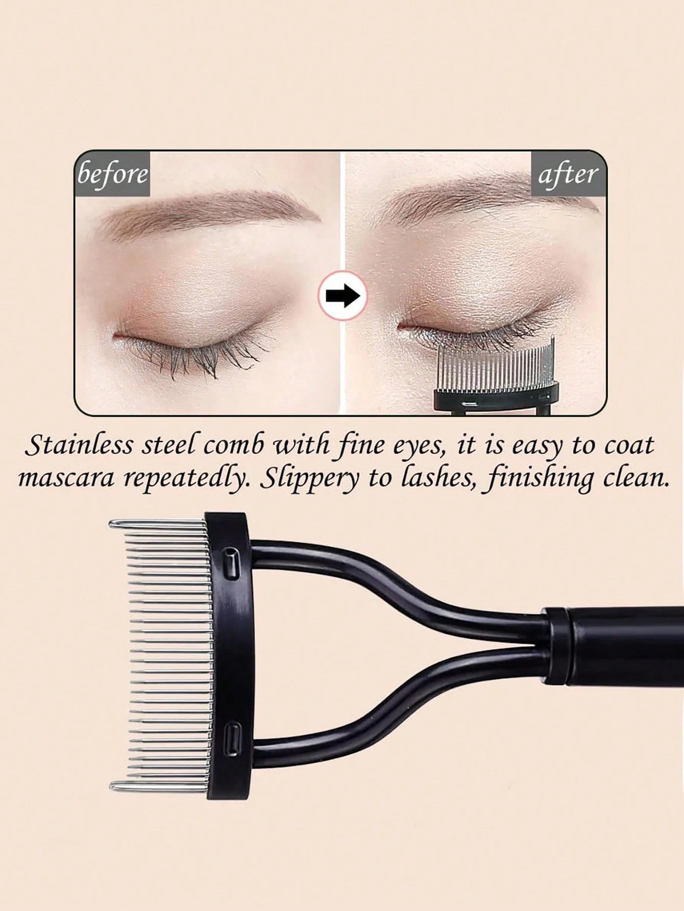 Eyelash Comb, 2pcs Stainless Steel Straight Handle Eyelash Separator,Eyebrow Brush,Eyeshadow Brush,Spoolie,Spoolie Brush,Giveaways