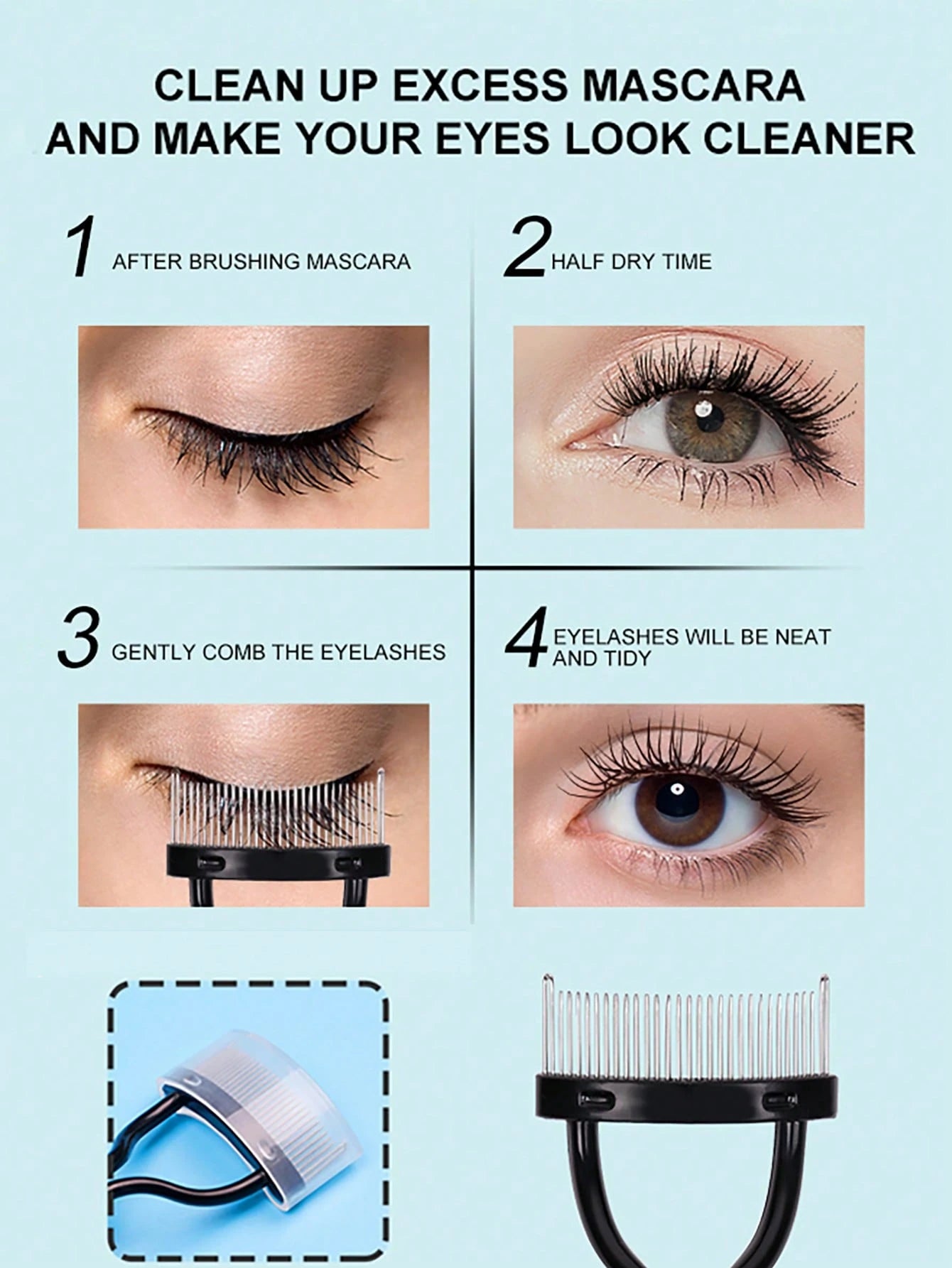 Eyelash Comb, 2pcs Stainless Steel Straight Handle Eyelash Separator,Eyebrow Brush,Eyeshadow Brush,Spoolie,Spoolie Brush,Giveaways