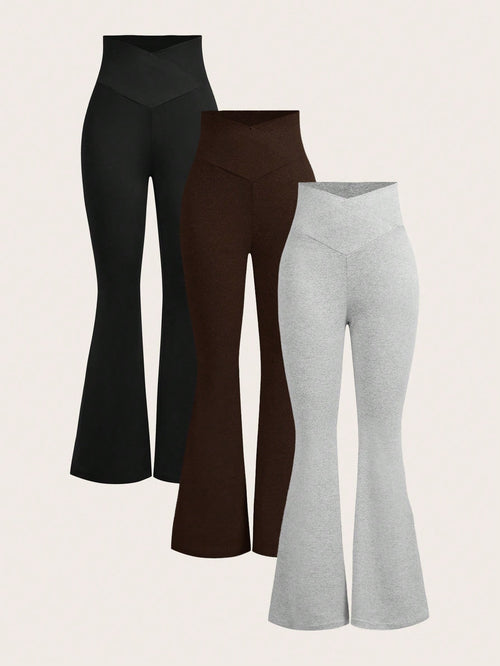 EZwear 3pcs/Set Ladies' V-Waist Flared Trousers