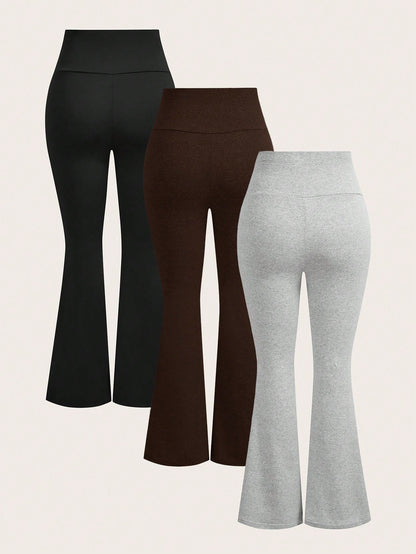 EZwear 3pcs/Set Ladies' V-Waist Flared Trousers