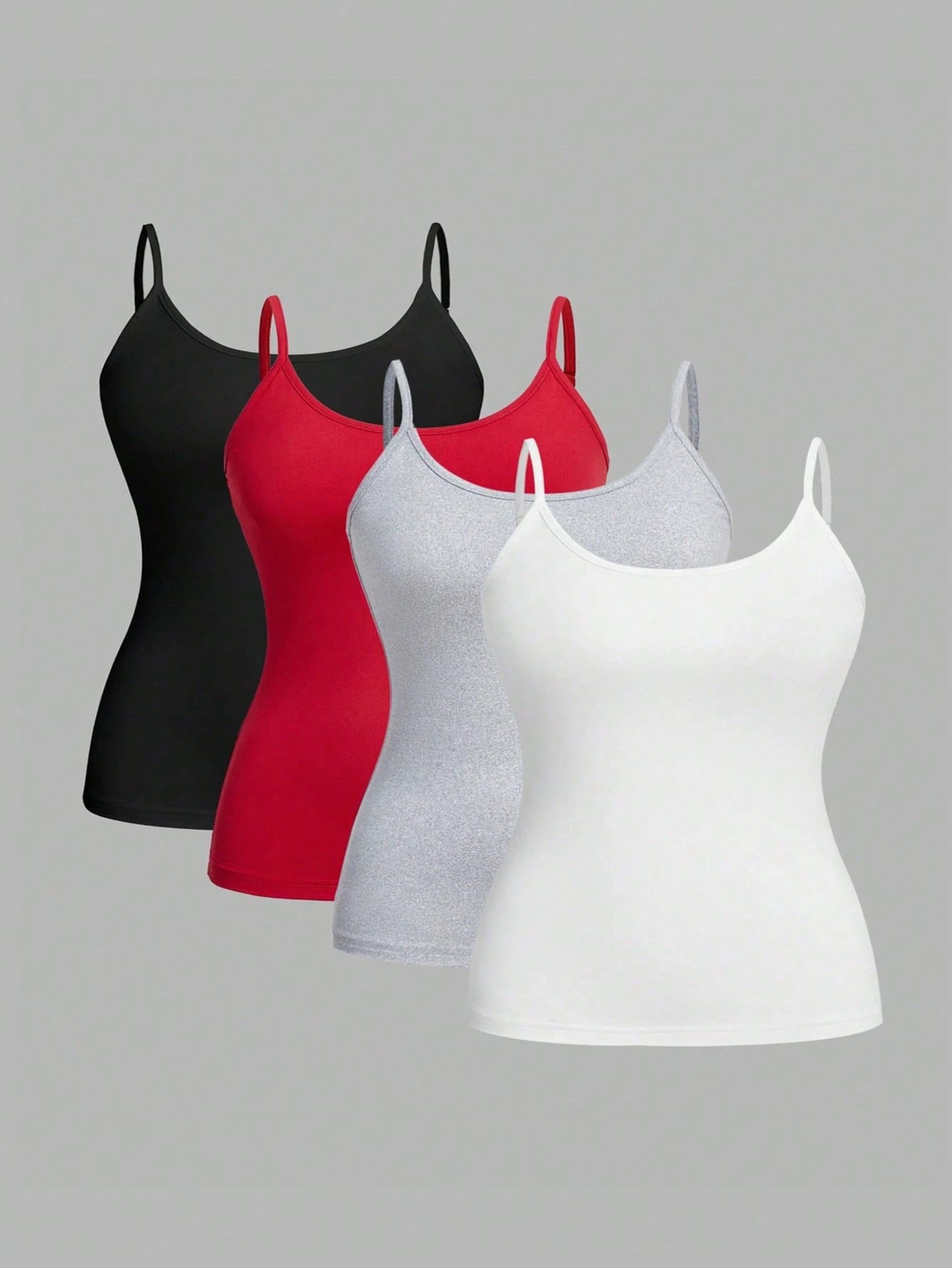 EZwear 4pcs/Set Plus Size Women Casual Camisole Tops, Suitable For Summer