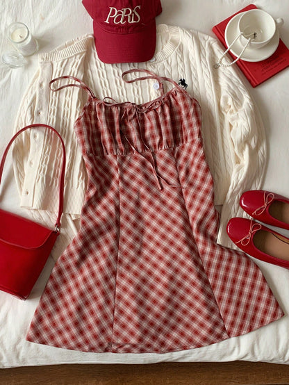 EZwear Elegant French All White Striped Sleeveless Fitted Flared Mini Dress,Modest Cinched Waist Front Tie Summer Holiday Vacation Dresses For Women