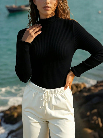 EZwear Knit Ribbed Plus Size Women's T-Shirt, Summer Outfits, Beach Outfits For Women, Summer Holiday Outfits, Holiday Outfits Fall