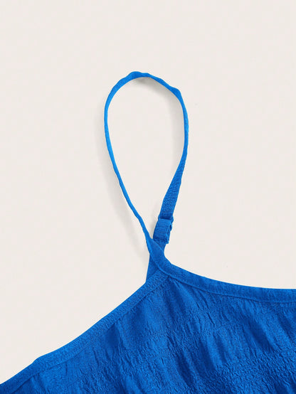 EZwear Summer Outfits Solid Ruffle Hem Cami Dress,Sun Dress,Summer Dresses For Women