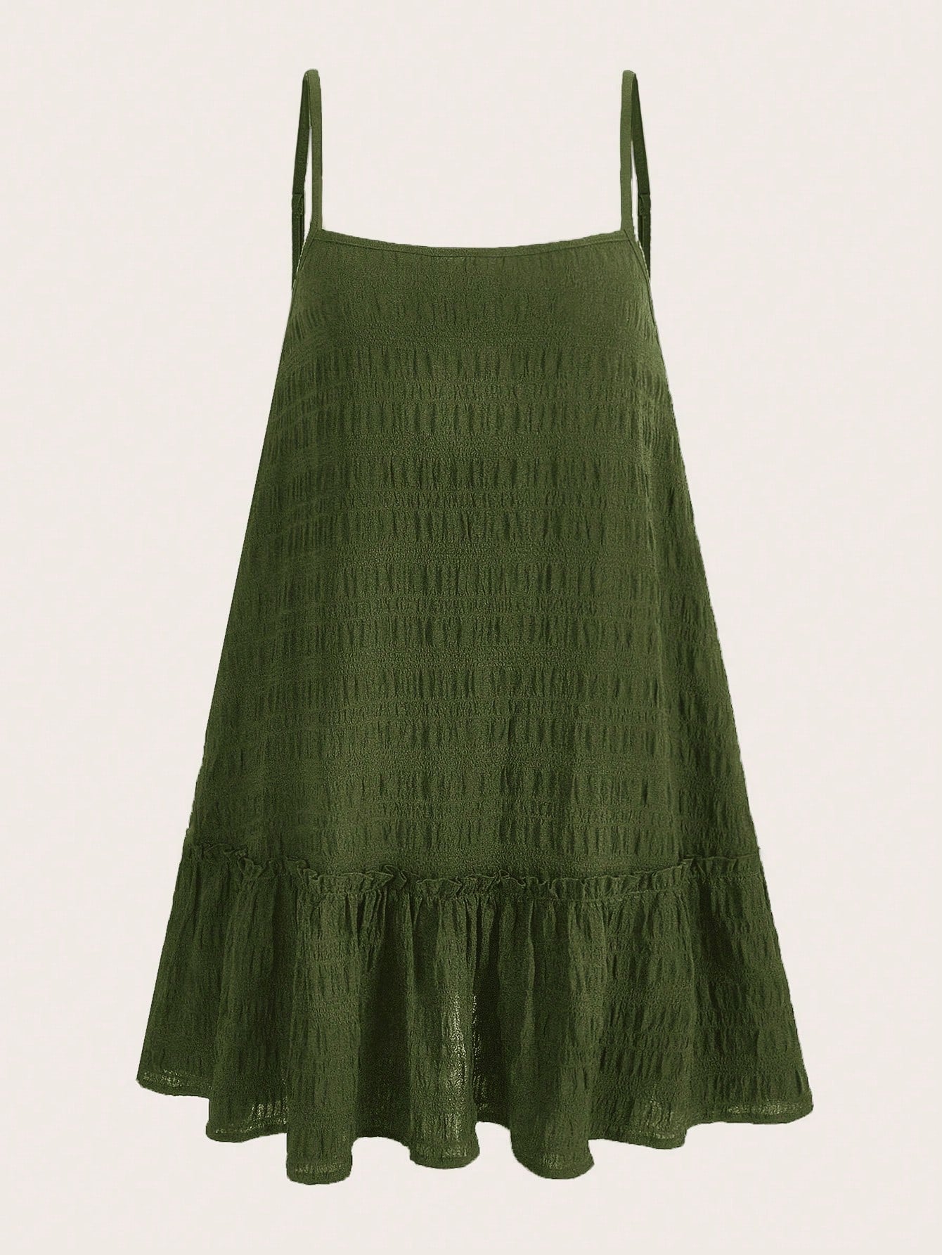 EZwear Summer Outfits Solid Ruffle Hem Cami Dress,Sun Dress,Summer Dresses For Women