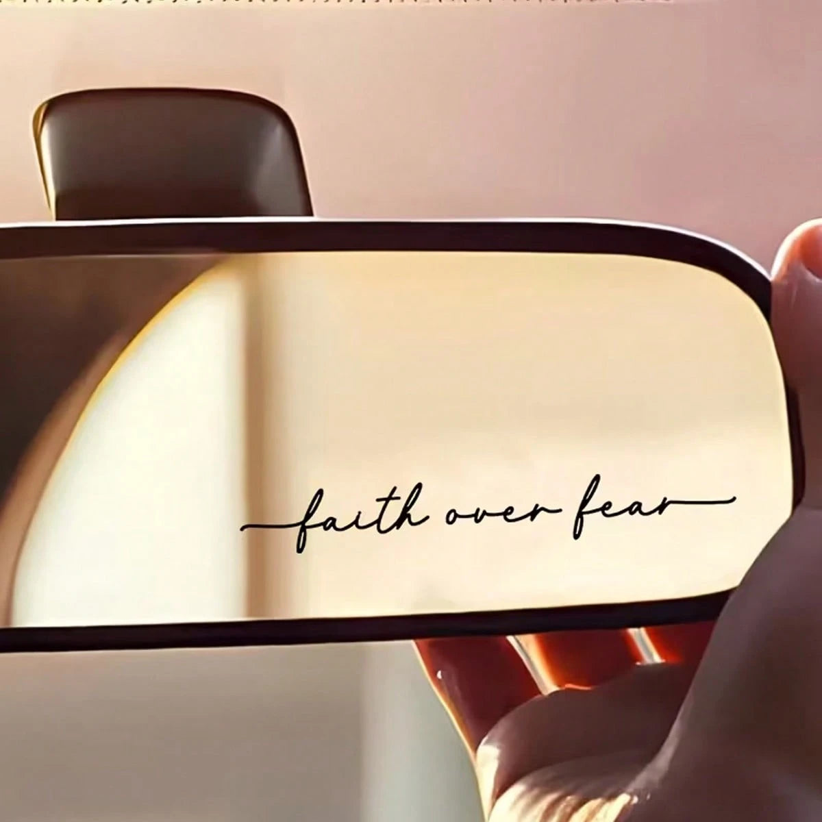 Faith Is Stronger Than Fear. Suitable For Car Rearview Mirror, Water Bottle, Mirror, Car Interior Decoration Sticker, Car Accessories Car Rearview Mirror Sticker